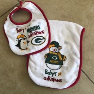 Green Bay Packers 1st Christmas bib and burp cloth